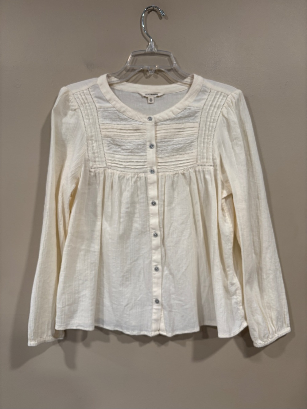 Lucky Brand Women's Peasant Button Down Blouse Size M